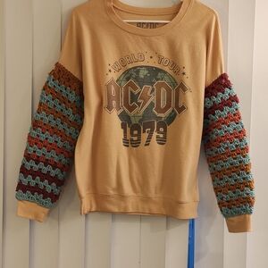 AC/DC World Tour 1979 Sweater with Crochet Sleeves